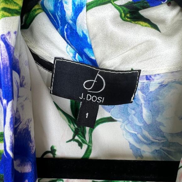 J. Dosi LA Celebrity Fashion Designer Silk‎ Floral Long Sleeve Blouse Top Size 1 - Picture 7 of 9